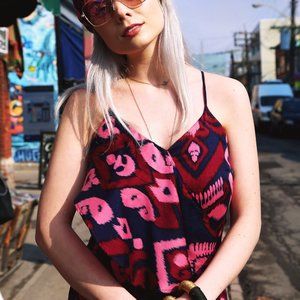 Boho floral ikat flowing jumpsuit